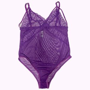 NWOT GLITTER Purple Mesh and Lace Bodysuit Teddy
